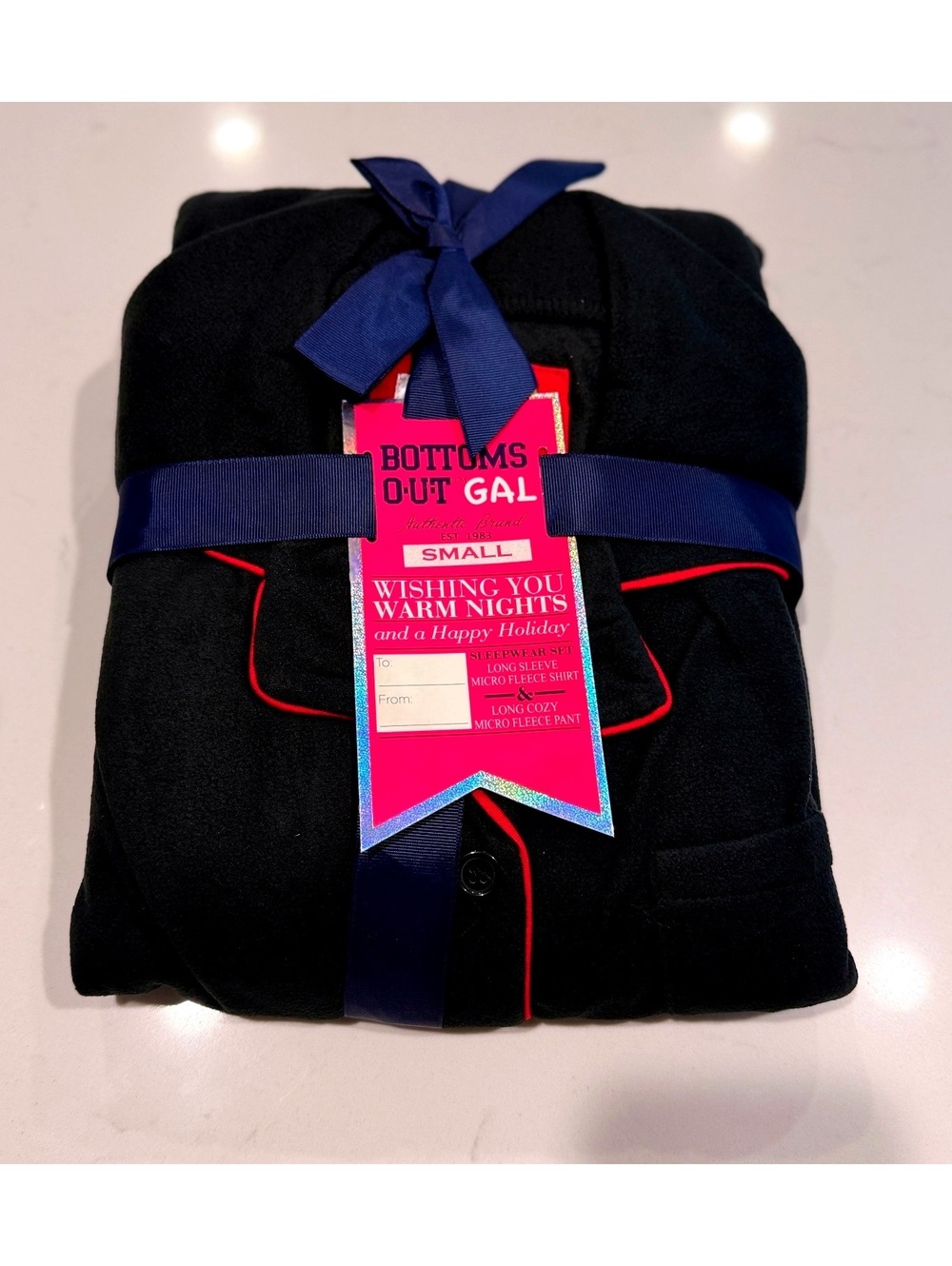 Bottoms Out Gal Micro Fleece Black Pajama Set Women Size S